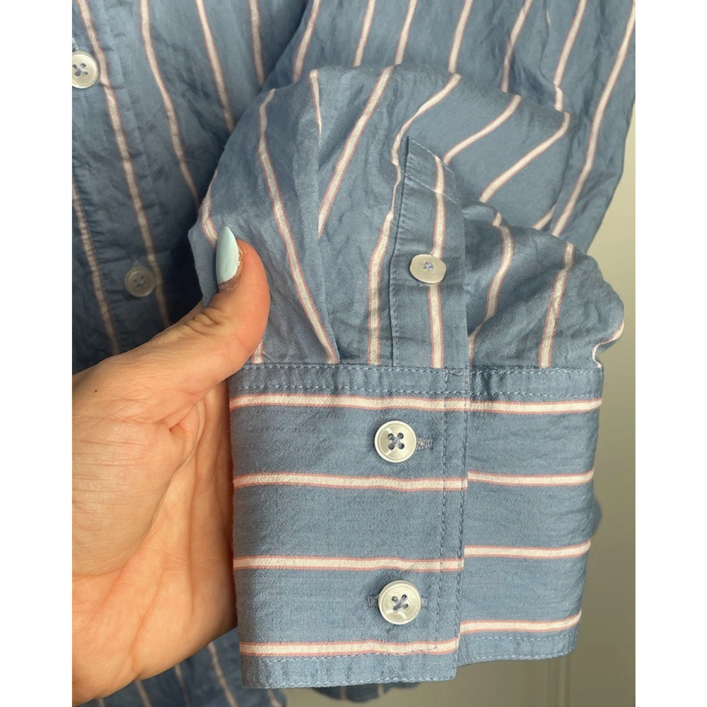 Abercrombie & Fitch Women's Oversized Striped Button-Down Shirt Sz L Preppy - Picture 5 of 10